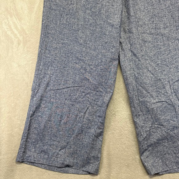 Lane Bryant Pants Women's 18 Blue Linen Blend Straight Wide Leg Pull On Trouser - Picture 5 of 16